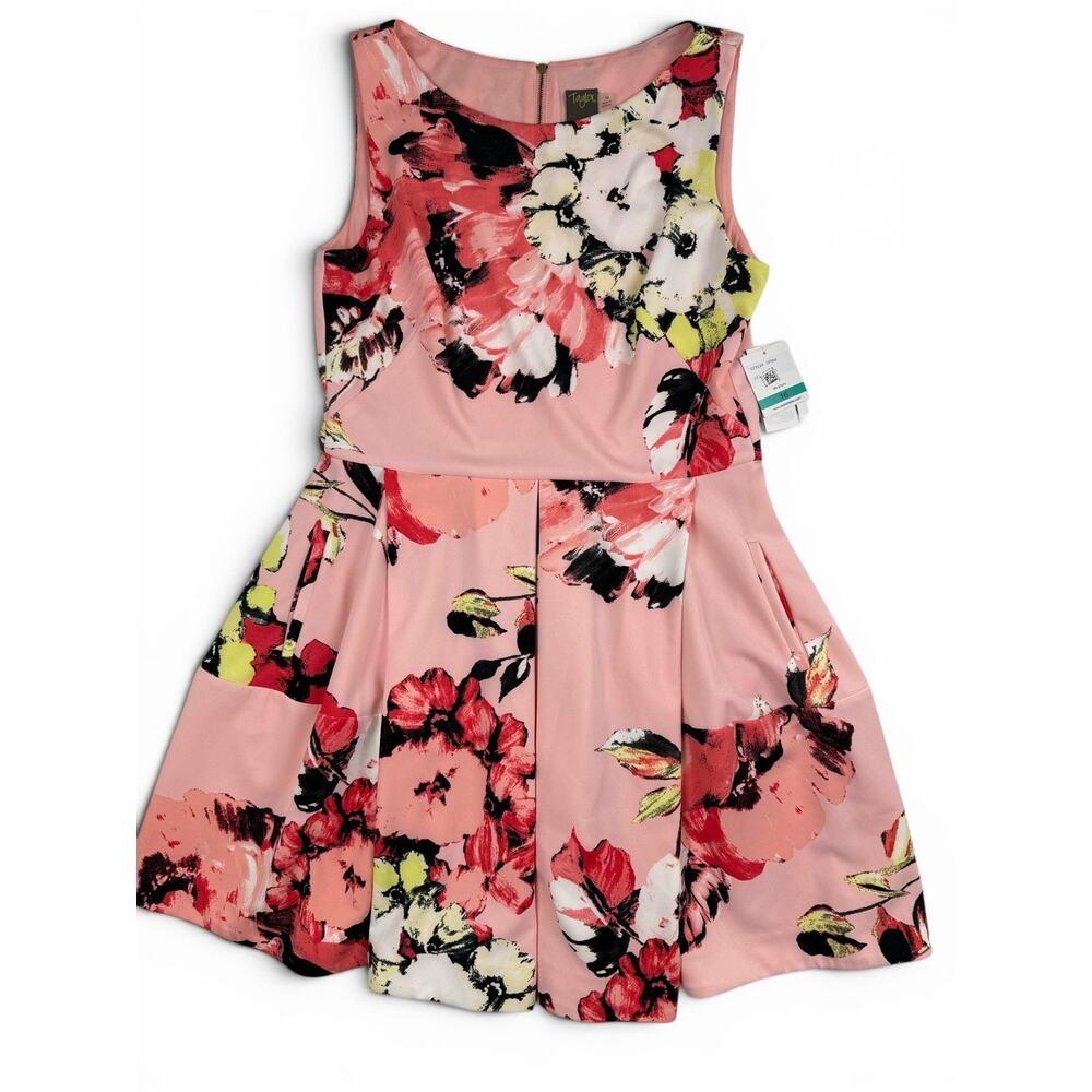 Size 16 Taylor Pink Floral Shift Dress Short Sleeve Casual Women’s Dress